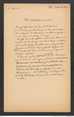 k.k. naturhistorisches Hofmuseum, Intendanzakten 1885-1896 (Hauer), Aktenzahl Z.278/1889, Seite 1